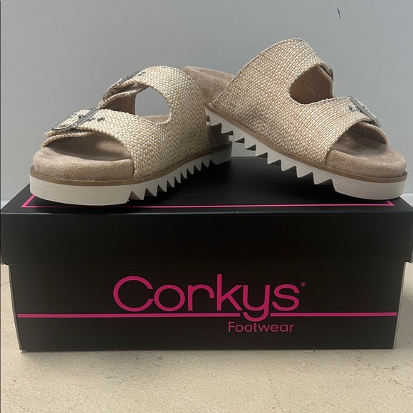 NIB Corkys Women's Beige Slide Sandals - Picture 1 of 5